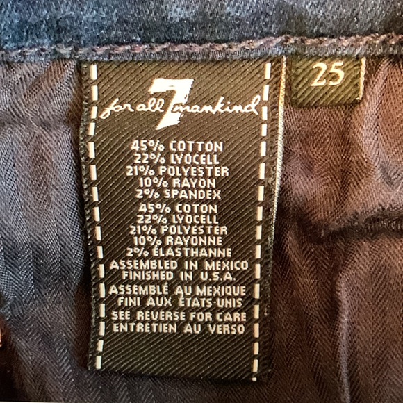 7 For All Mankind Blue Premium Denim Jeans. The Ankle Skinny, size 25 - Picture 8 of 15
